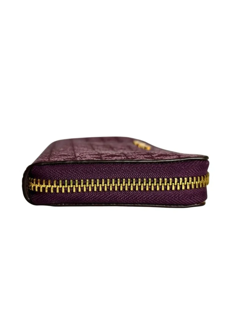 Michael Kors Jet Set Travel Large Zip Wallet Leather Plum Gold Designer New